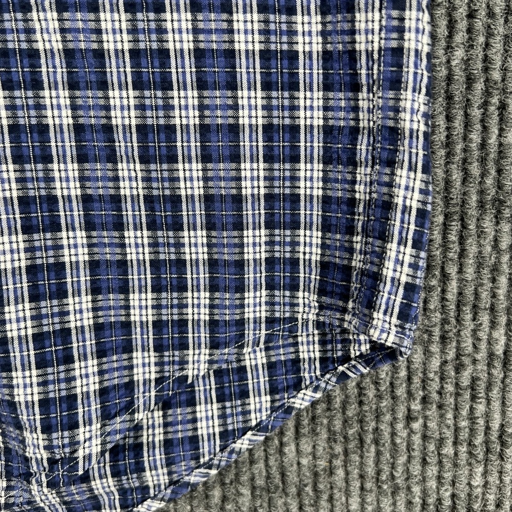 Ralph Lauren Shirt Mens Large Blue Plaid Seersucker Short Sleeve Button Down - Picture 6 of 10